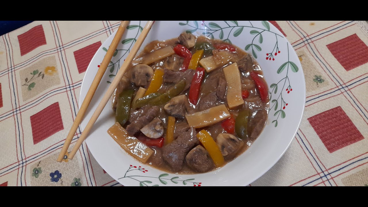 TERNERA CON BAMBÚ, VERDURAS Y SETAS