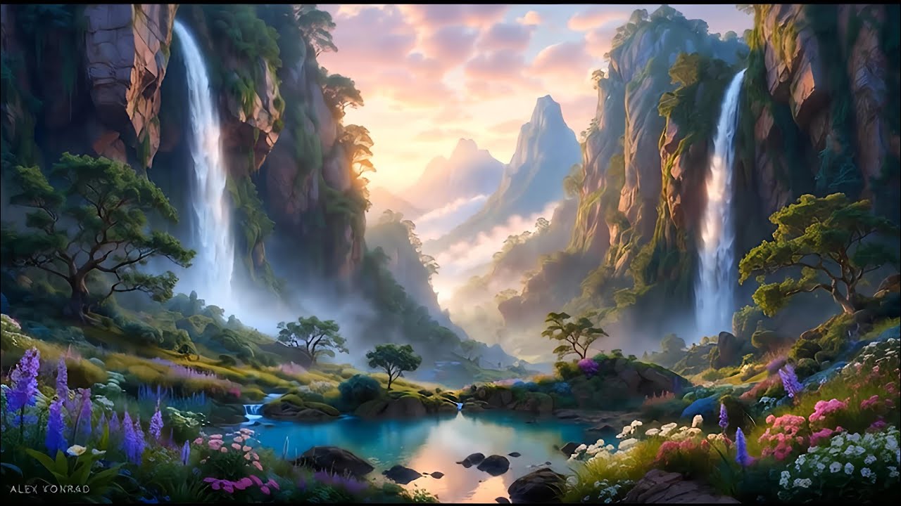 🔴 LIVE Healing Waterfall 🌊 Soft Guitar & String Music | Sleep & Meditation