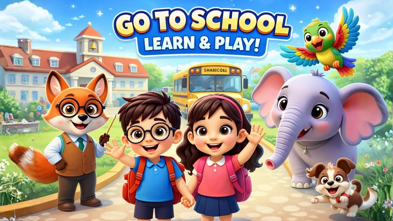 Go to School Song 🚌🎒 | Fun Learning Rhyme for Kids & Toddlers| English poem for kids | Tiny Talk ABC