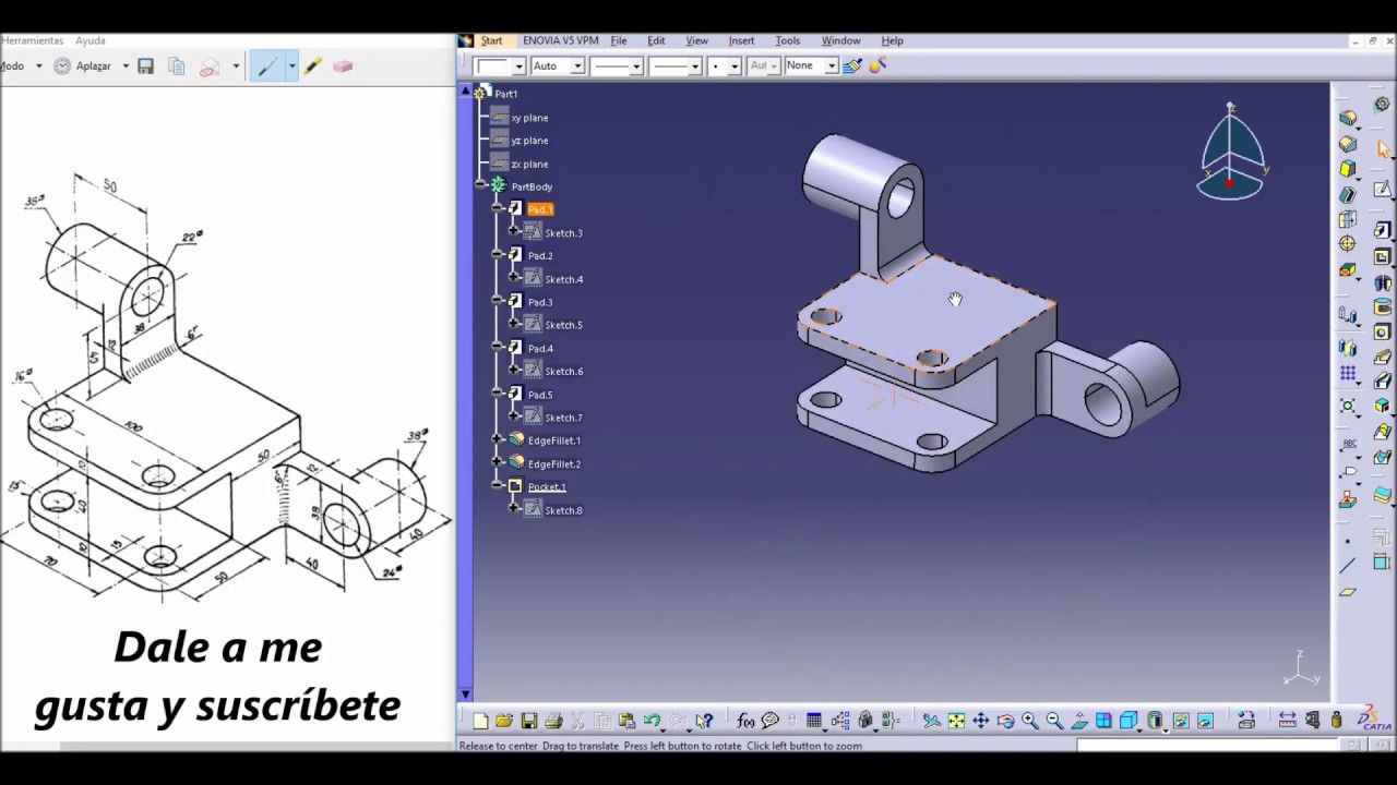 Catia V5. Part Design tutorial. HD