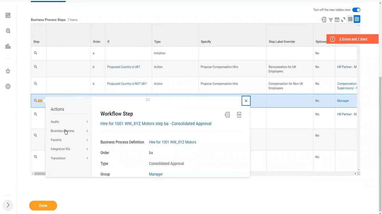 Edit Business Process,Consolidated Approval in Workday