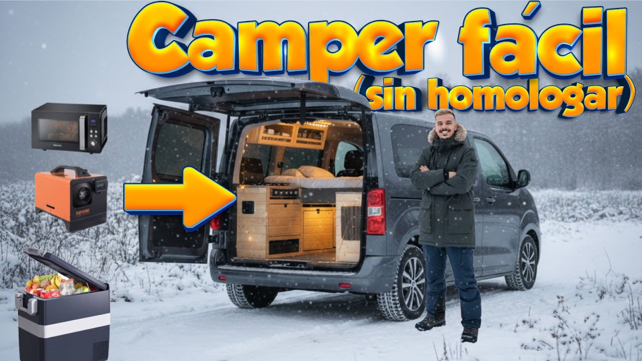 Kit de quita y pon para CAMPER PEQUEÑA 🚐  Nevera, Calefacción, microondas y 220v *Peugeot Traveller*