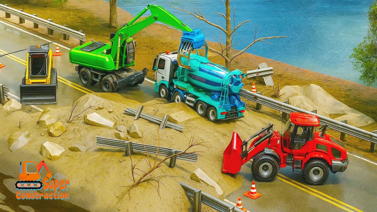 Dump Truck Trapped in Landslide! Excavator & Loader to the Rescue 🚜🆘 | CONSTRUCTION VEHICLES