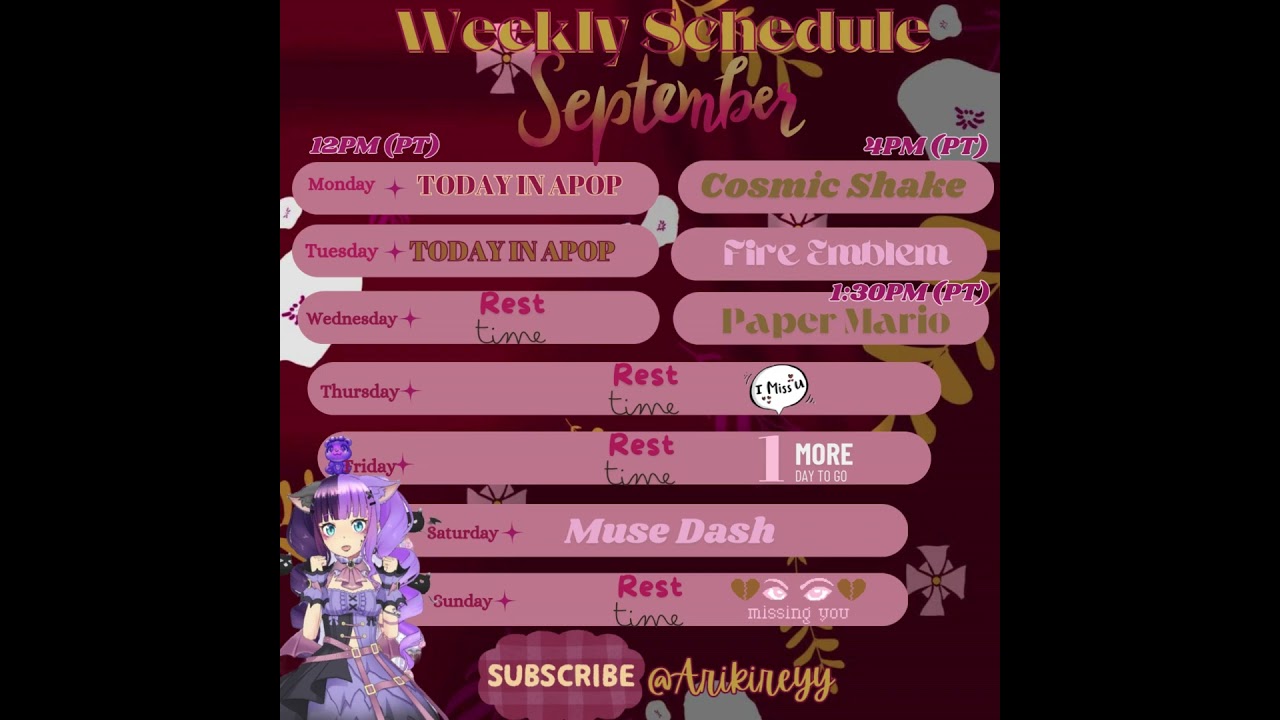 STREAM SCHEDULE 9.22-9.28th #englishvtuber #kpop #girlgamer #girlvtuber #vtuber #girlstreamer #live