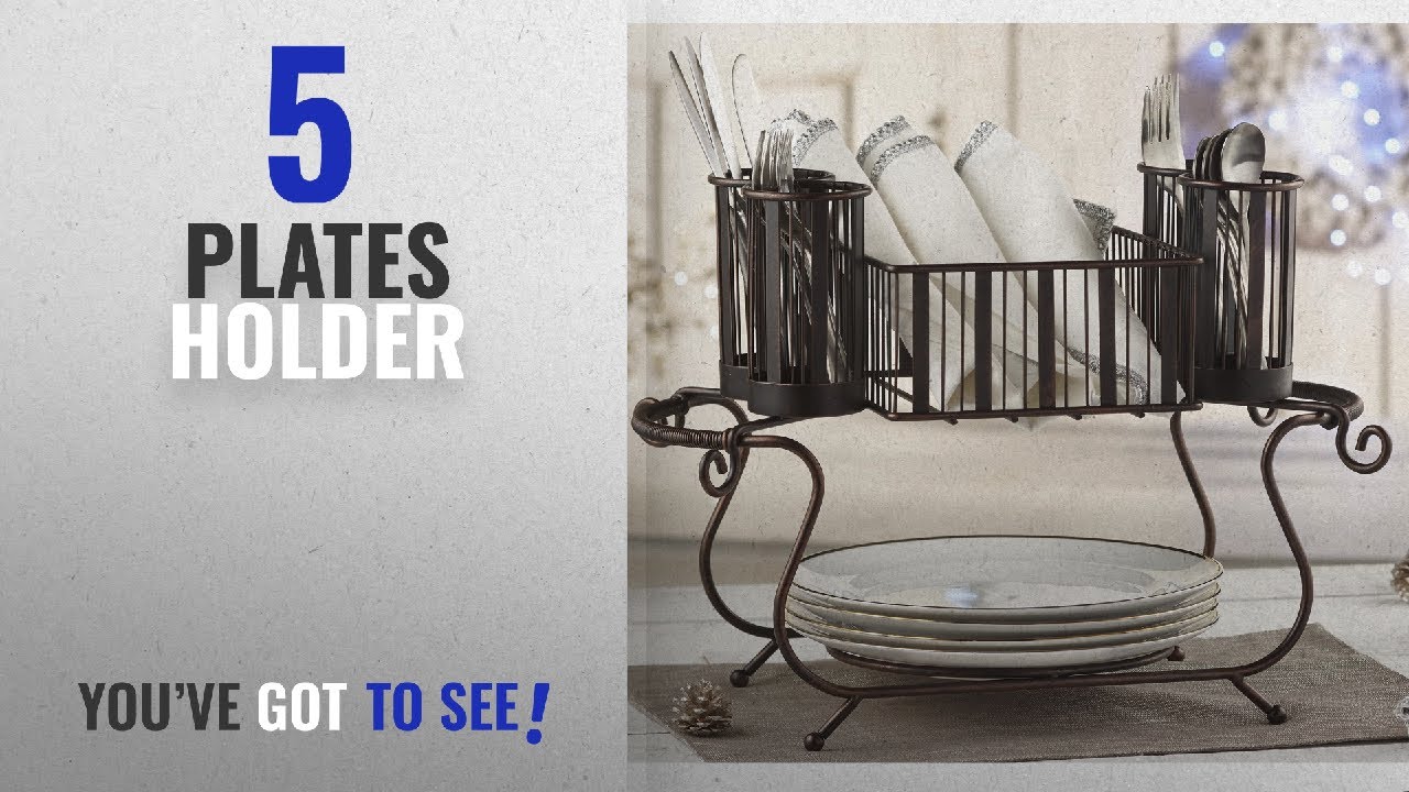 Best Plates Holder [2018]: MESA Delaware Buffet Silverware Caddy Dinner Plate Holder (Antiqued