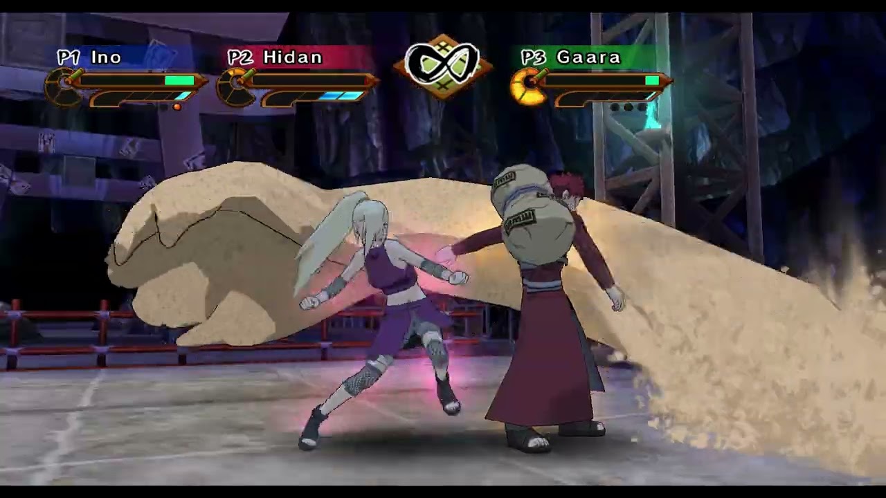Naruto Shippuden Gekito Ninja Taisen Special:  Ino vs Gaara vs Hidan no TAS Controlling 3-Players.