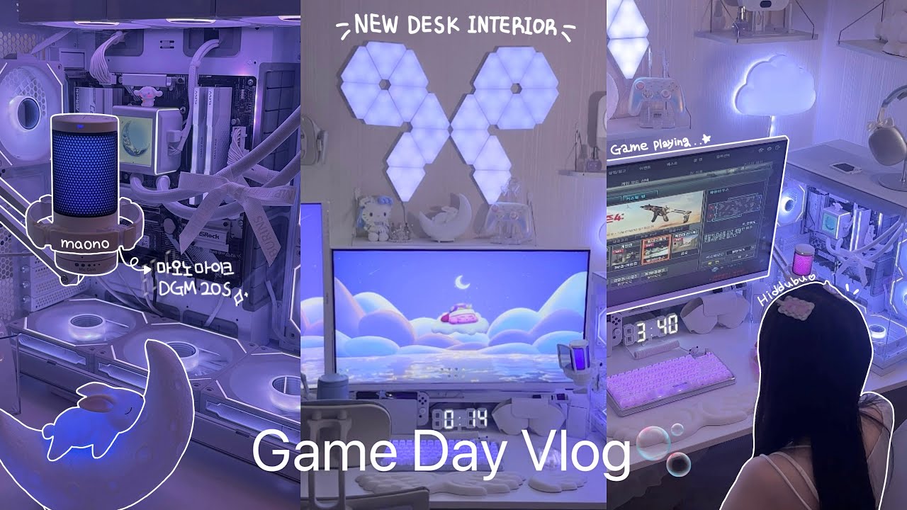 [SUB] ʚ Vlog ɞㅣ3일내내 언박싱하고 게임하는 일상ㅣ👾데스크 업데이트 🎀리본 RGB 조명 🎤 마오노 DGM20Sㅣ서든어택🔫 테일즈런너 플레이⋆｡˚