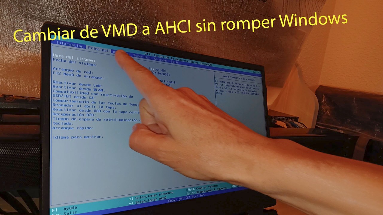 Acer Nitro 5 VMD a AHCI sin romper Windows
