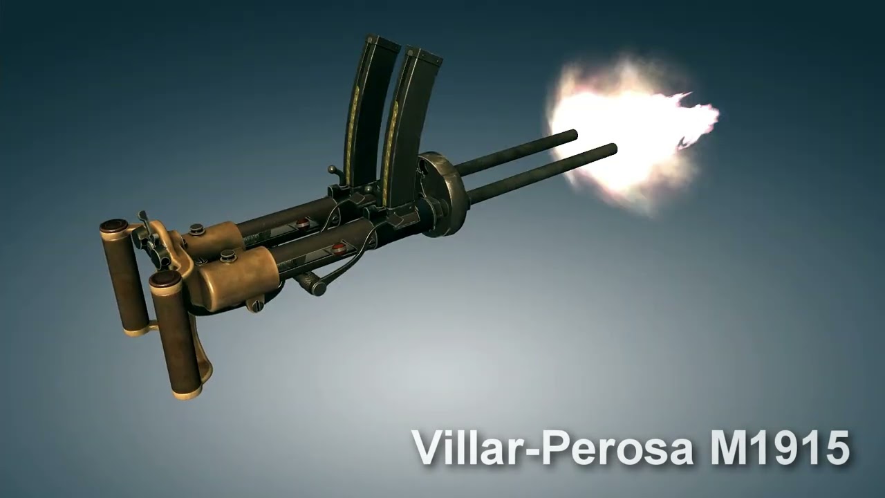 Italian dual-barrel Villar-Perosa M1915  How it works | 3dGun