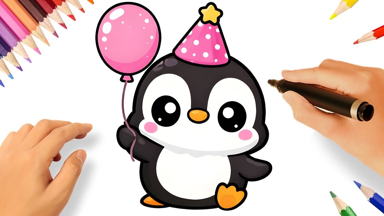 HOW TO DRAW A CUTE PENGUIN EASY STEP BY STEP 🎈