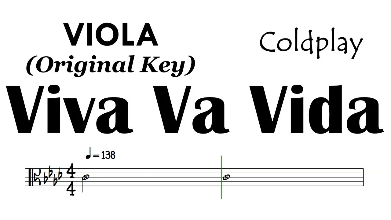 VIVA LA VIDA Viola Original Key  Sheet Music Backing Track Partitura Coldplay