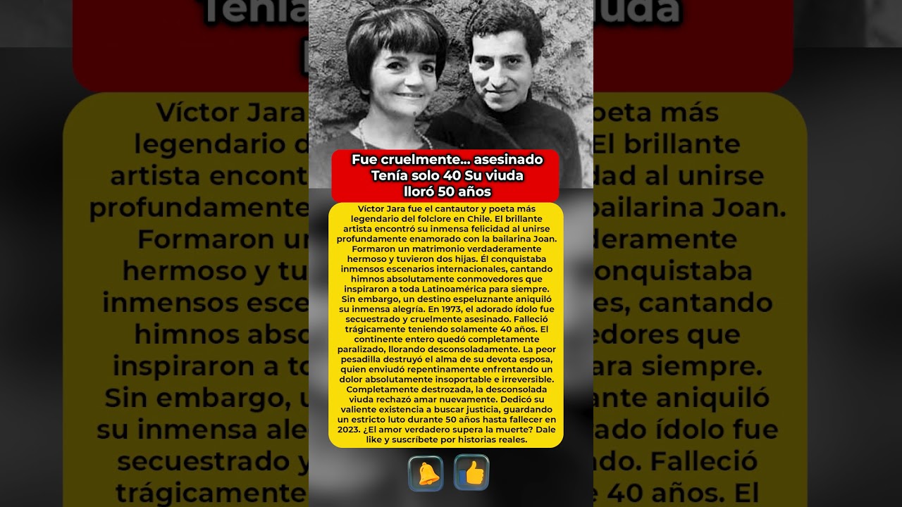 &Eacute;l fue asesinado a los 40 &mdash; y su valiente viuda le llor&oacute; 50 a&ntilde;os #VictorJara #Viuda #Luto