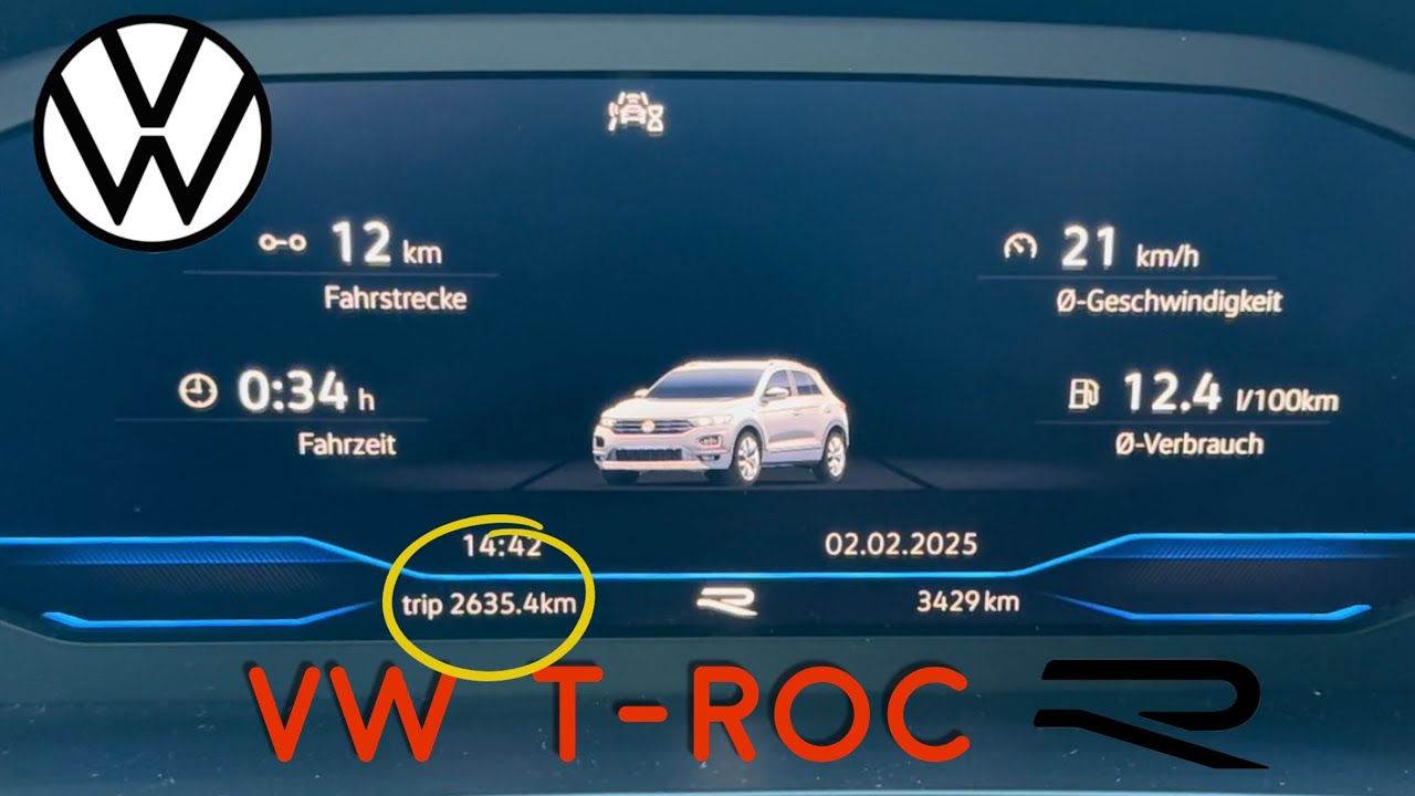 VW T-Roc R сброс суточного одометра / поездки
