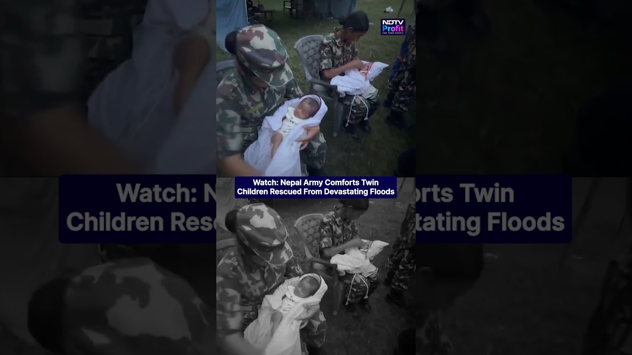 Watch: Nepal Army Comforts Twin Children Rescued From Devastating Floods #Shorts