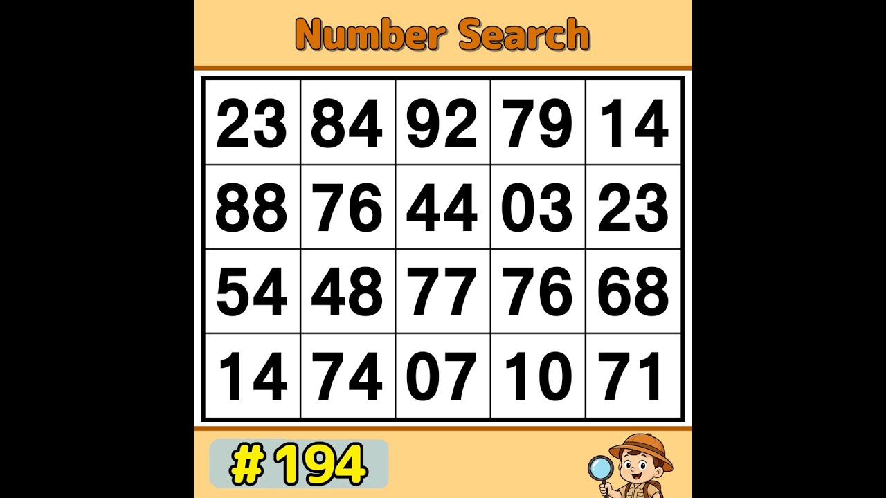 【JimmyPuzzle】 Fun Daily Puzzle for Your Brain! 《Number Search｜Brain Exercise》 #194
