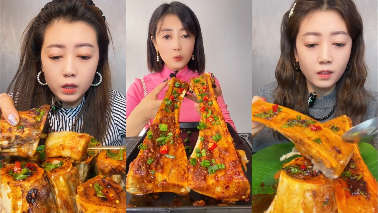 asmr mukbang spicy bone marrow - 牛骨髓 - 牛肉の骨髄 - 쇠고기 골수 - TỦY XƯƠNG BÒ - eatting show #790