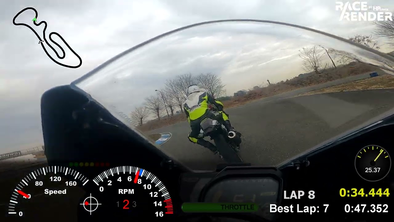 桶川スポーツランド,フリー走行,ロングコース,大型初級1本目,2025/12/20ベストタイム47.147
