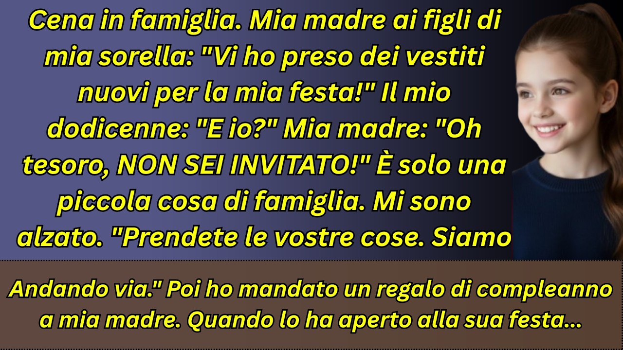 A cena in famiglia, mia madre ha escluso mia figlia di 12 anni dal suo compleanno.