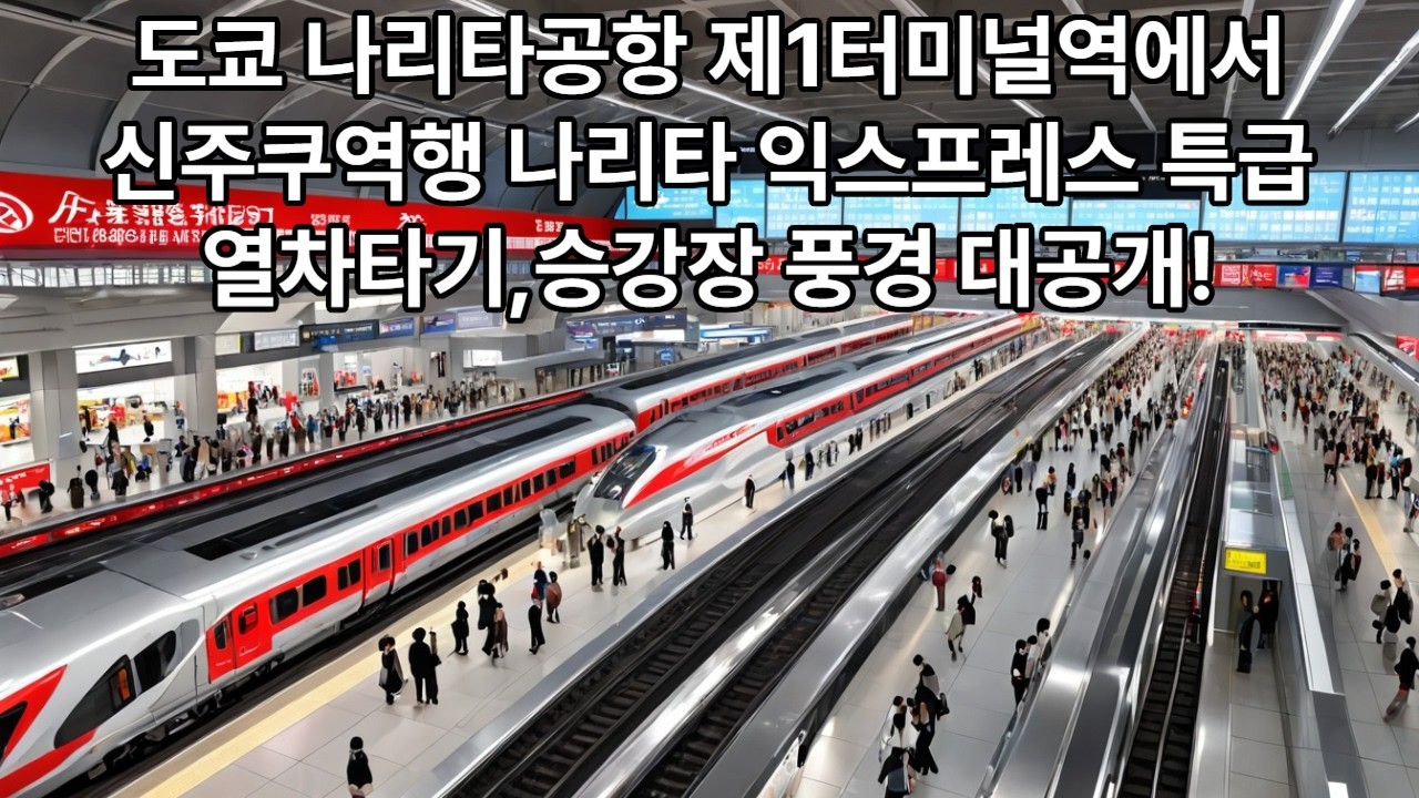 일본 도쿄 나리타공항 제1터미널역에서 신주쿠역행 나리타 익스프레스 특급열차타기!  1번 승강장 풍경 대공개!