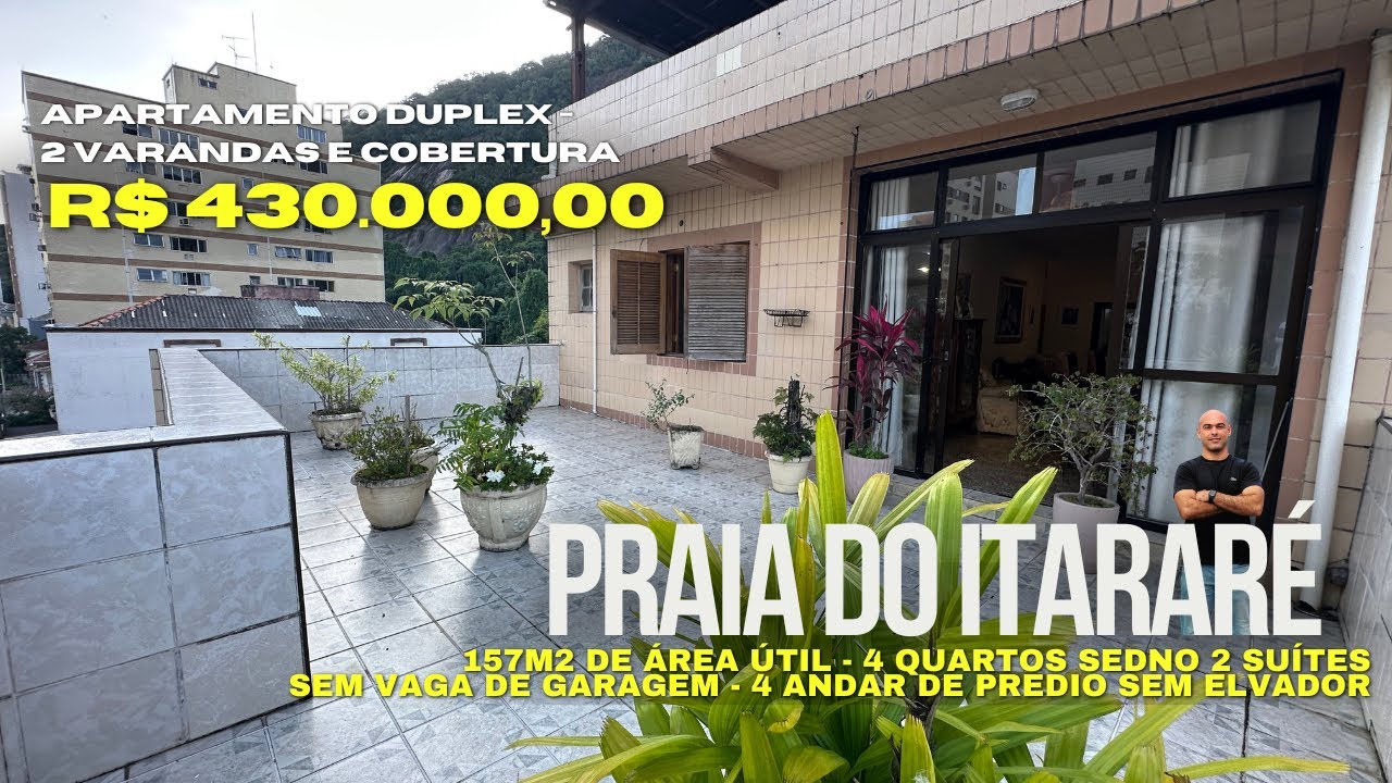 Apartamento Duplex a Venda na Praia do Itararé Sao Vicente/SP - 4 dorm 157m2 Sem Vaga Elevador