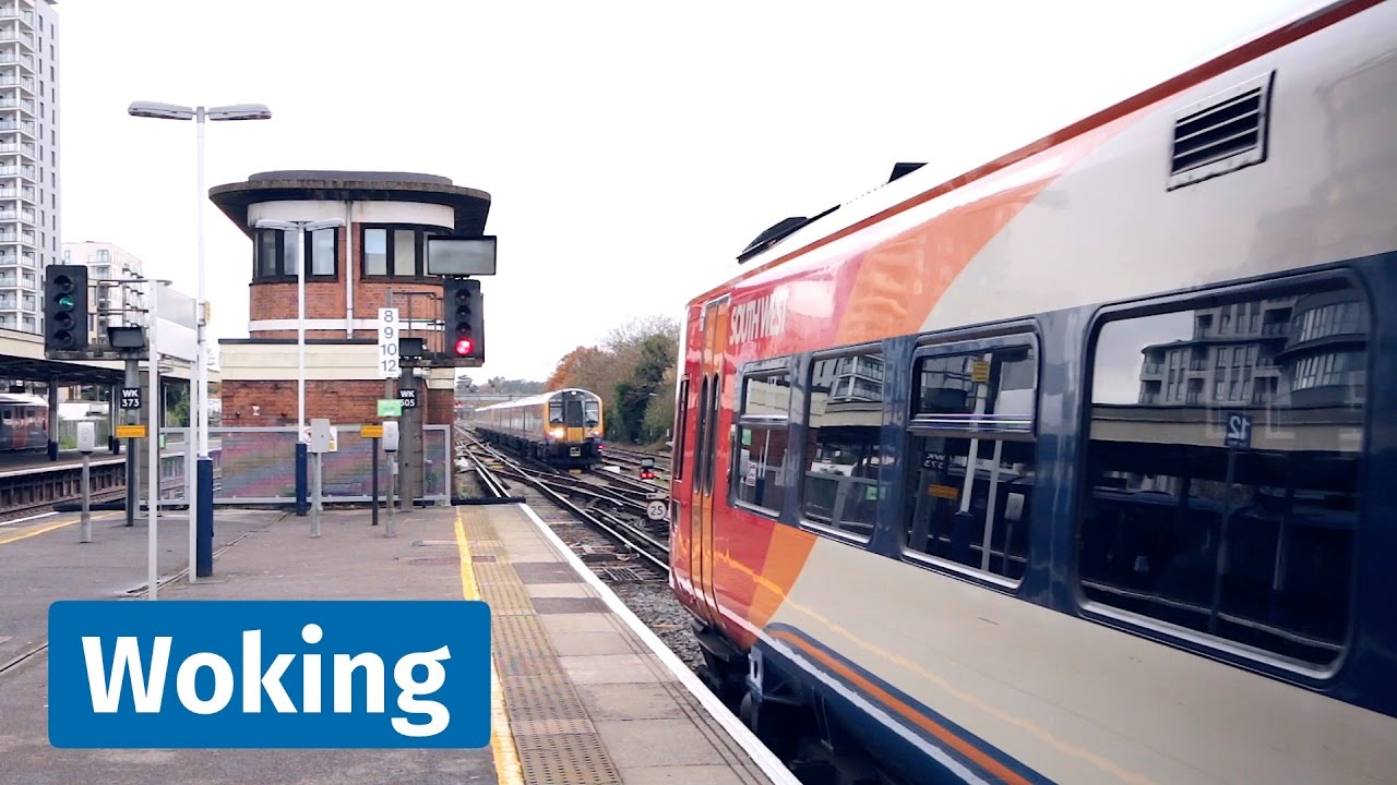 South West Trains at windy Woking