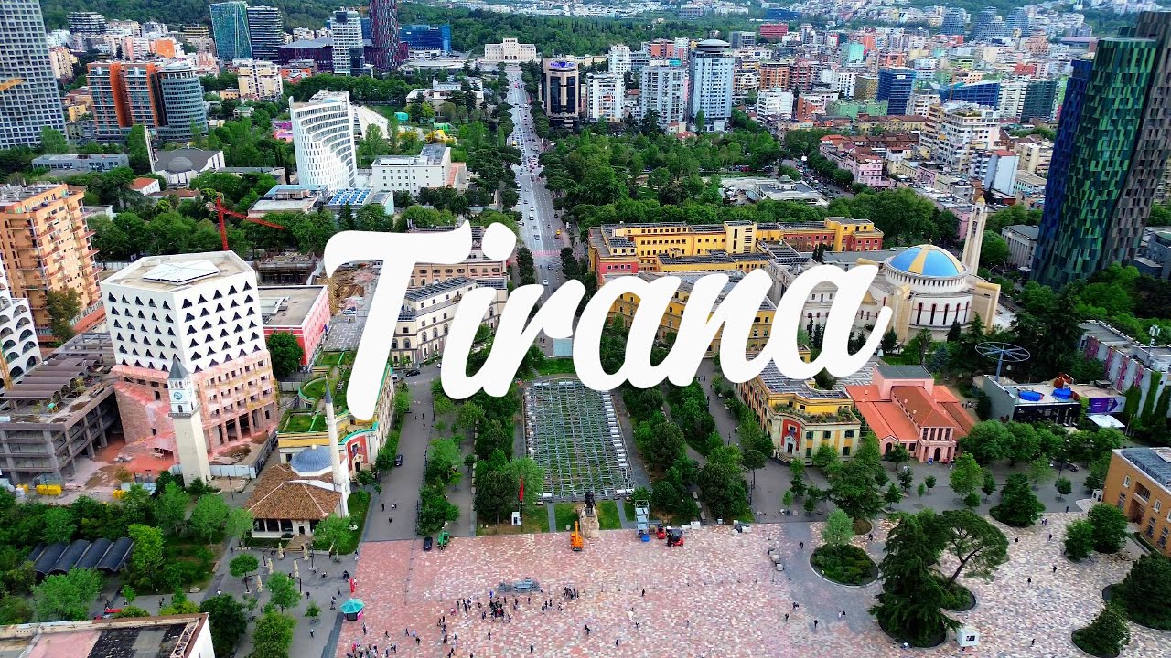 Drone Fly Over Tirana, Albania