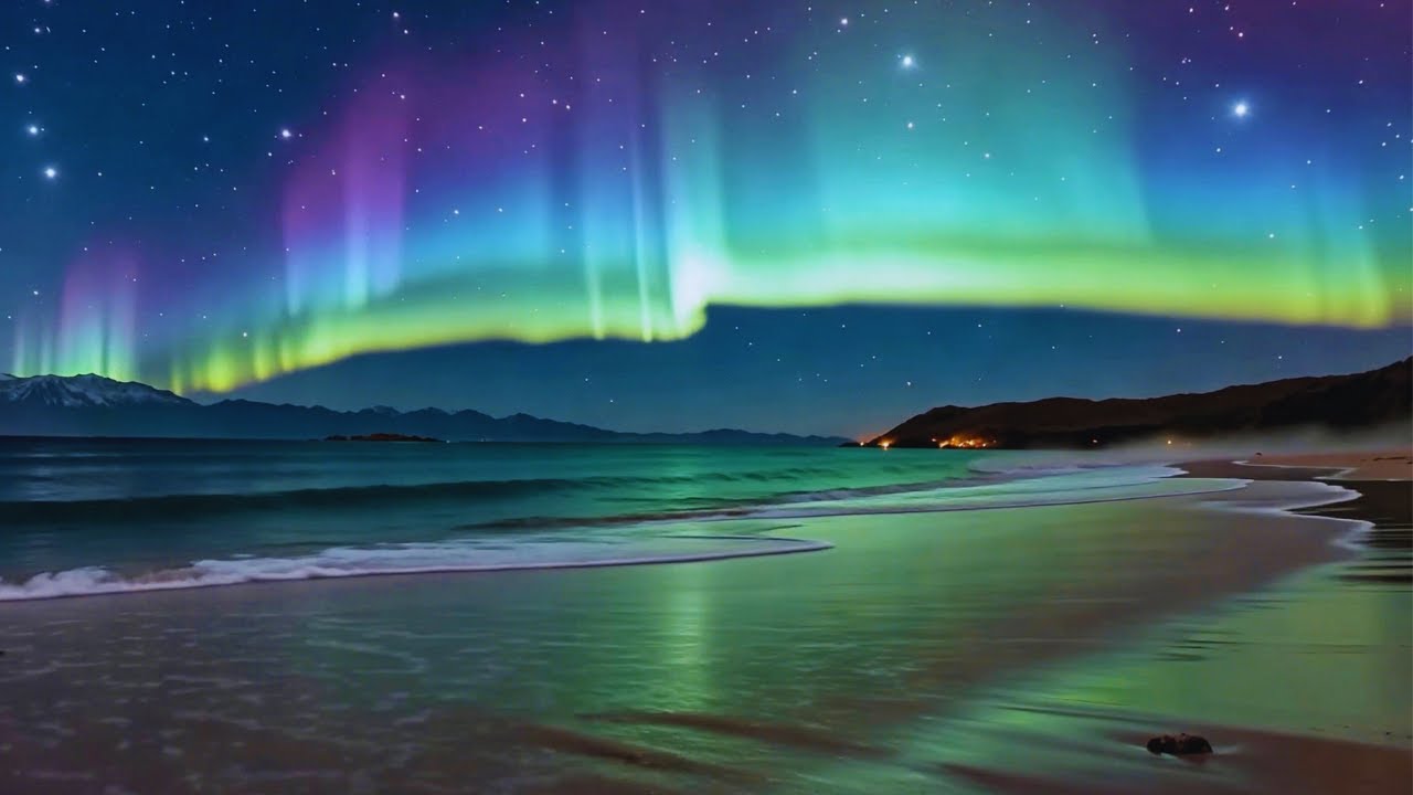 Northern Light Frequencies | 4K Beach Meditation with Binaural Beats