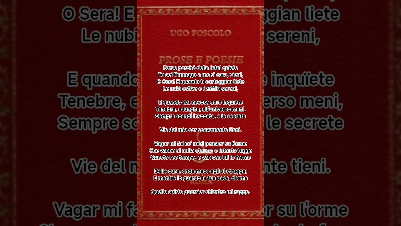 Alla sera - Ugo Foscolo . 