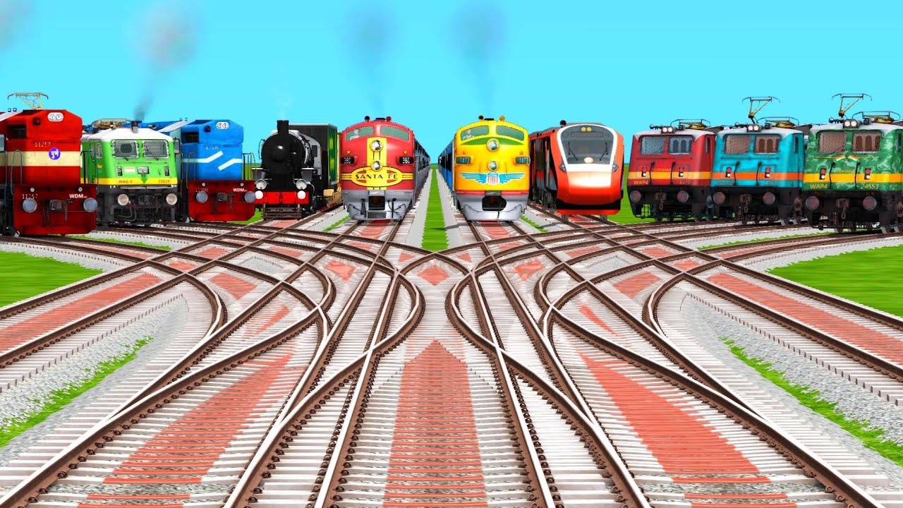 Top 10 Indian Train Crossing 3d Gameplay At Bumpy Railroad Tracks | train games | train simulator 