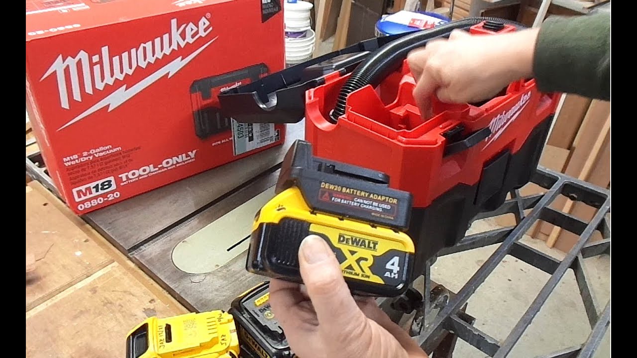 Milwaukee Vacuum with DeWalt Battery