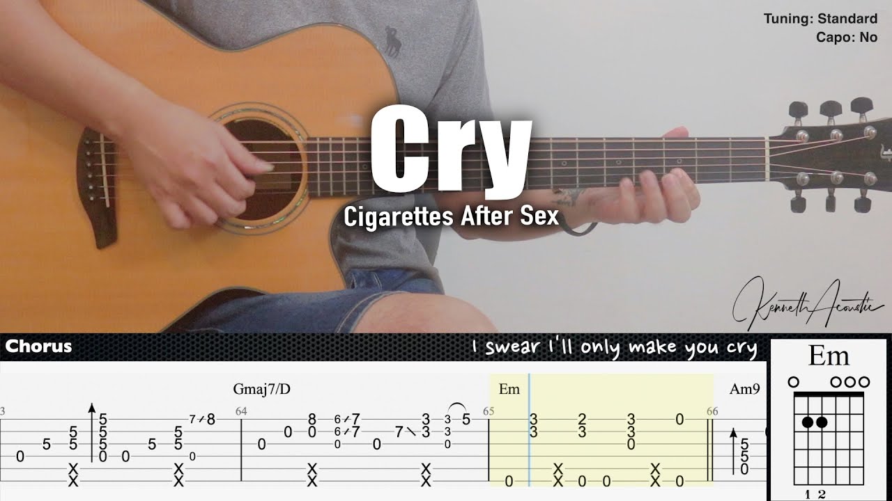 Cry - Cigarettes After Sex | Fingerstyle Guitar | TAB + Chords + Lyrics New