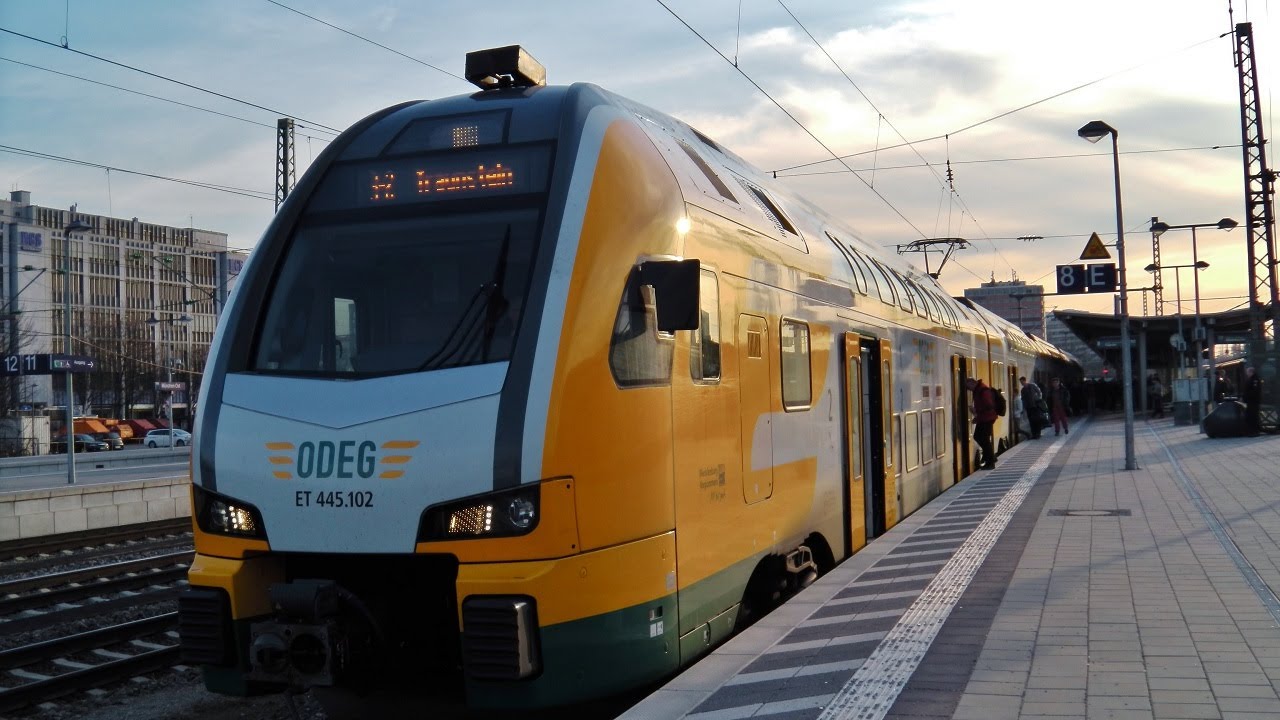 Eine Mitfahrt im ODEG KISS Ersatzzug des Meridians - Blick auf Durchgänge, Abfahrt, Innenraum...