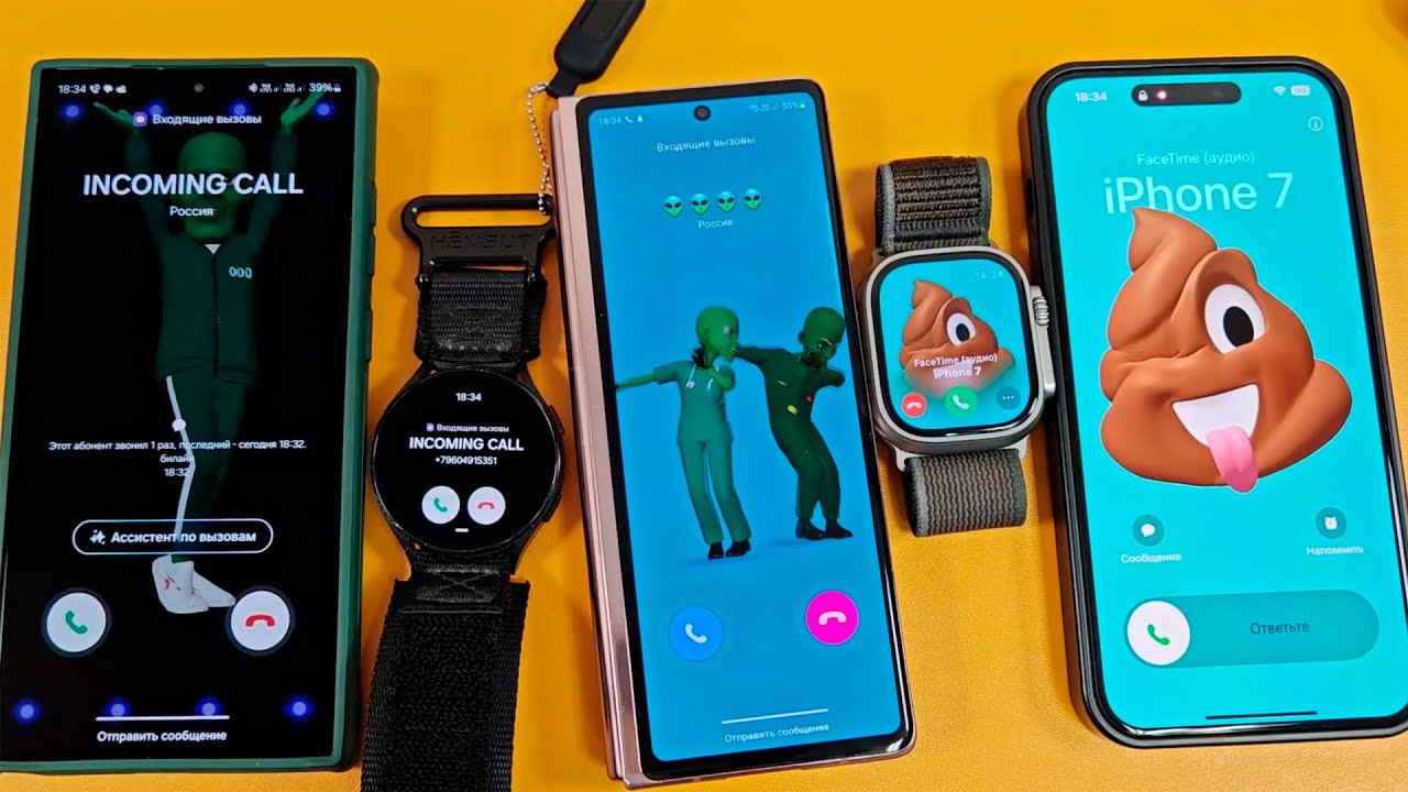 DUO SMART WATCHES & THREE SMARTPHONES INCOMING CALL APPLE WATCH ULTRA 2 & SAMSUNG GALAXY WATCH 4