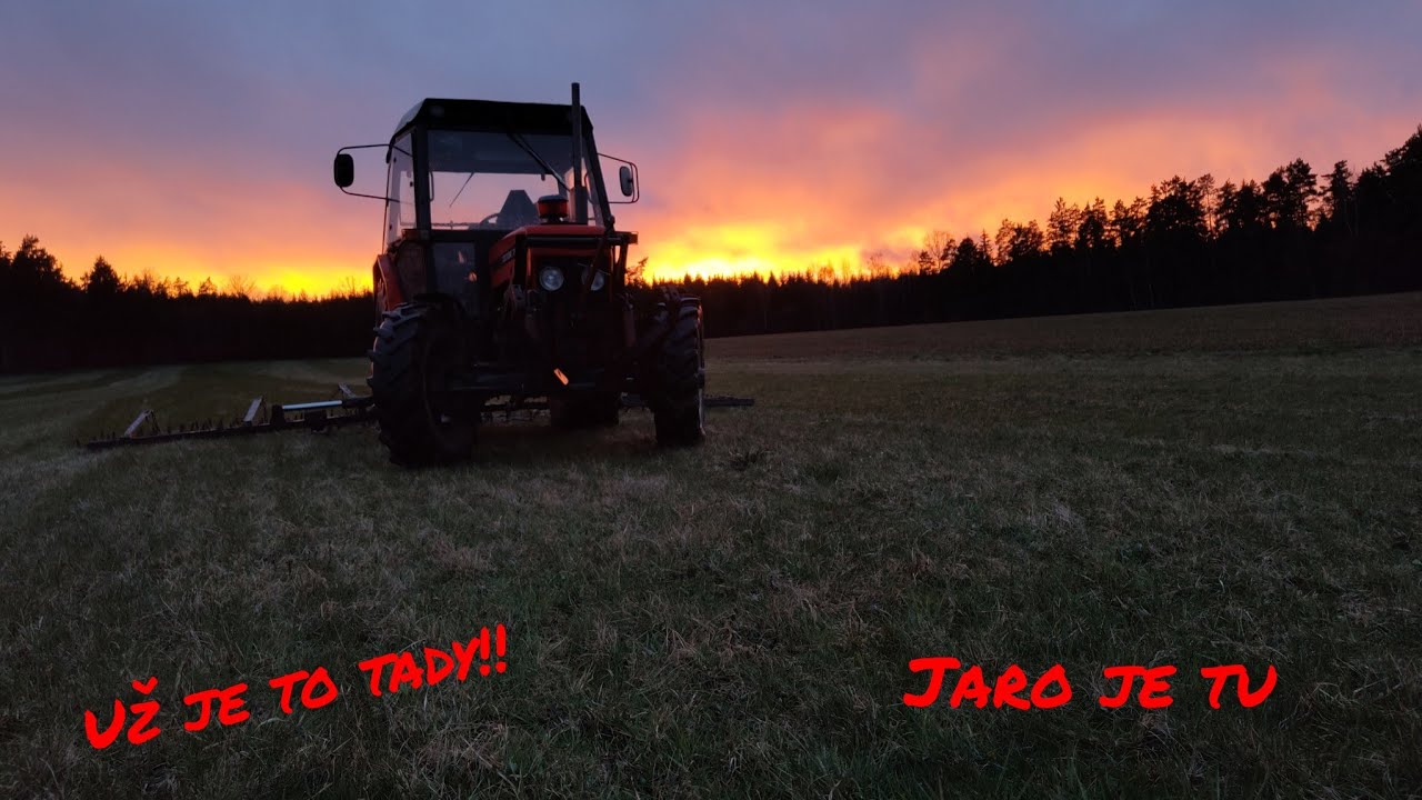 Jarní vláčení luk se zetkem!! můj návrat, ale na jak dlouho? Zetor 7245!!!