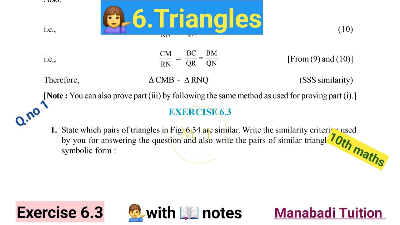 10th class math| chapter 6|Triangles| Exercise  6.3| Q no 1|with notes| CBSE| NCERT|