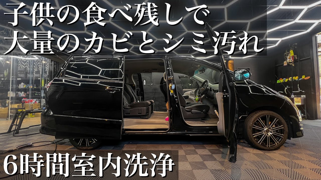 【室内清掃】7年間放置...子供の食べこぼしで大量のカビとシミ汚れ「トヨタ エスティマ」を室内徹底洗浄 car detailing toyota estima