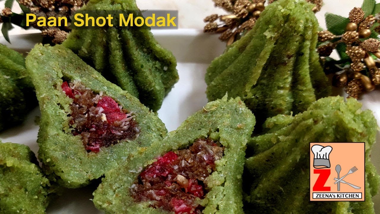 Paan Shot Modak/ Betel leaf desert/ Gulkhand Modak