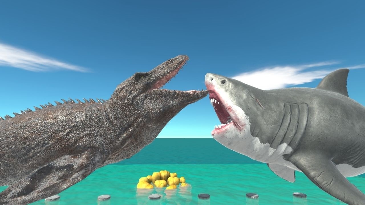Ocean Battle T-Rex VS Megalodon - Animal Revolt Battle Simulator