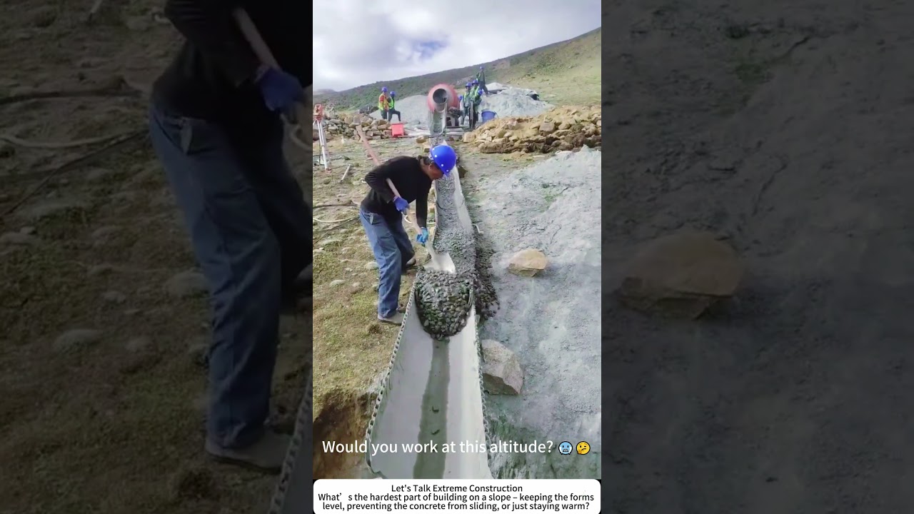 High‑Altitude Power Construction &ndash; Pouring Tower Foundations on a Steep Slope ⛰️⚡