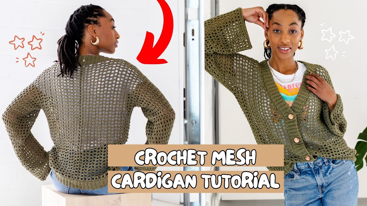 Easy Crochet Summer Mesh Cardigan WITH BUTTONS!! | Beginner Lace Sweater Free Pattern + DIY Tutorial