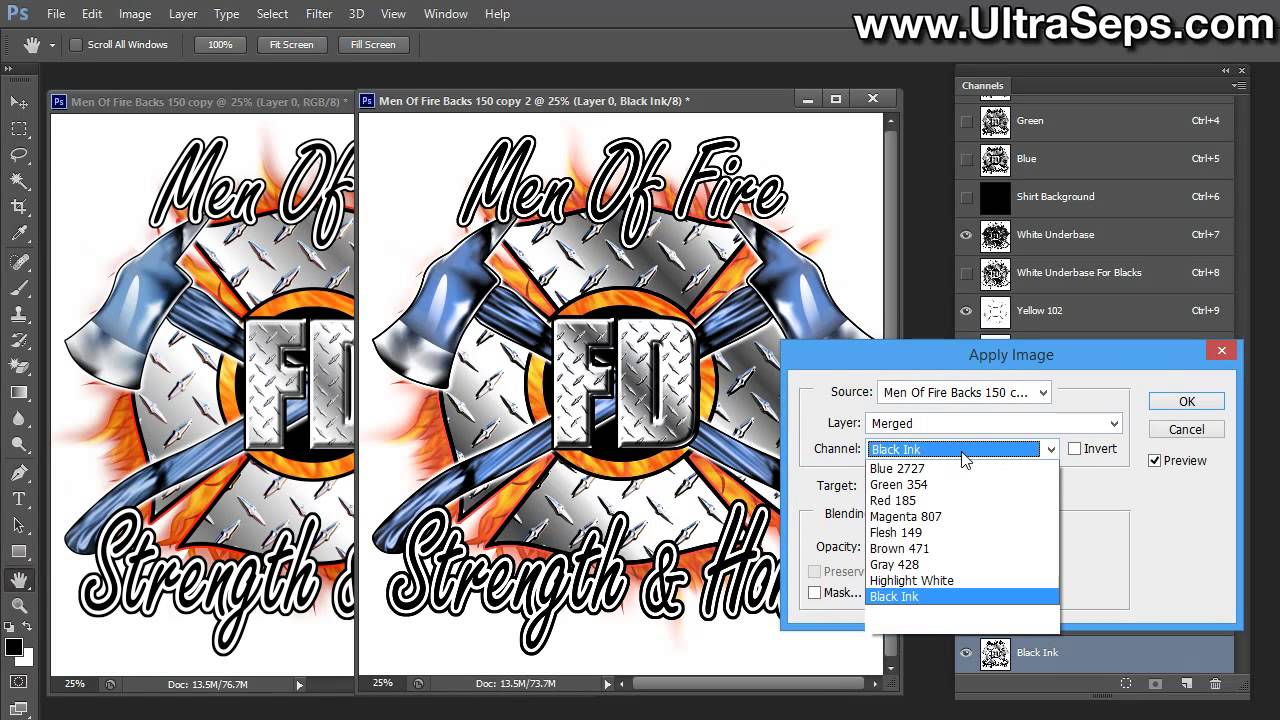 Merging Channels In Photoshop T-Shirt Color Separations