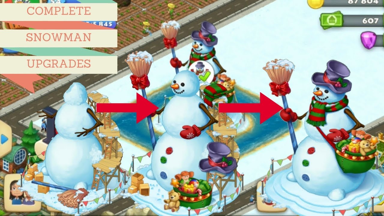TOWNSHIP SNOWMAN COMPLETE UPGRADES !!!!!