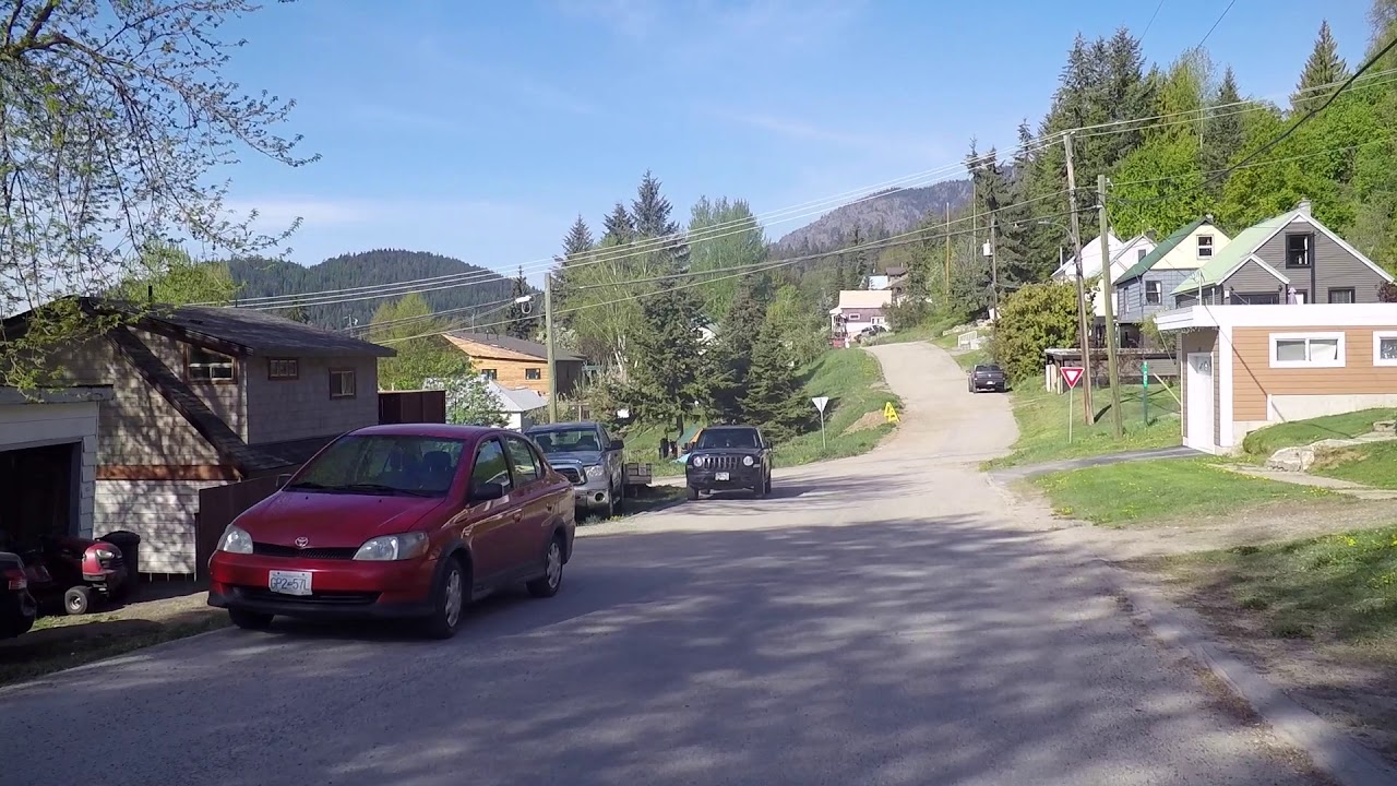 Rossland - British Columbia (BC) - Canada. Driving in Small City in West Kootenay Region
