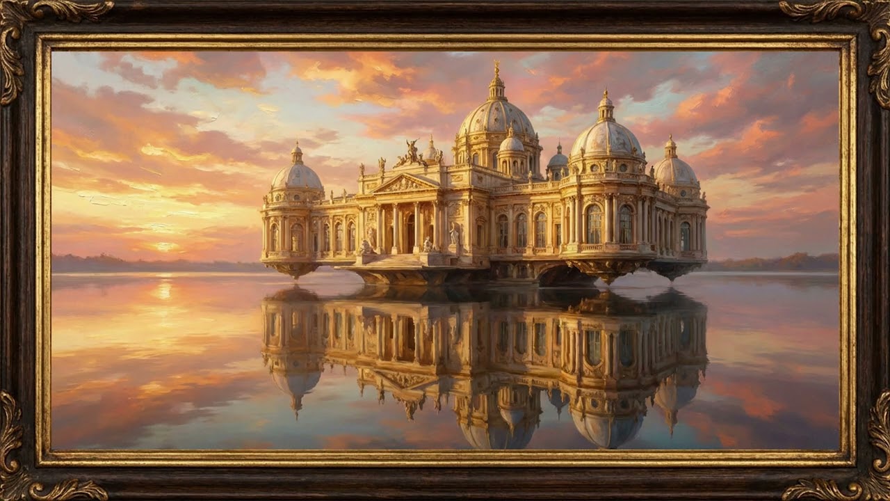 Floating Palace of Golden Reflections | 4K Luxury Frame TV Art Display