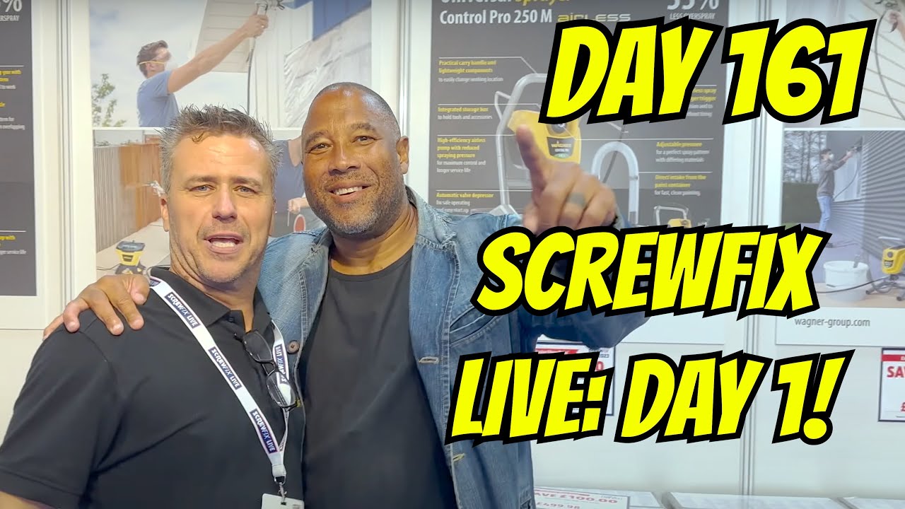 DAY 161: SCREWFIX LIVE: DAY 1 - PAINT SPRAYING WITH JOHN BARNES AND THE BOYS FROM @homeimprovements!