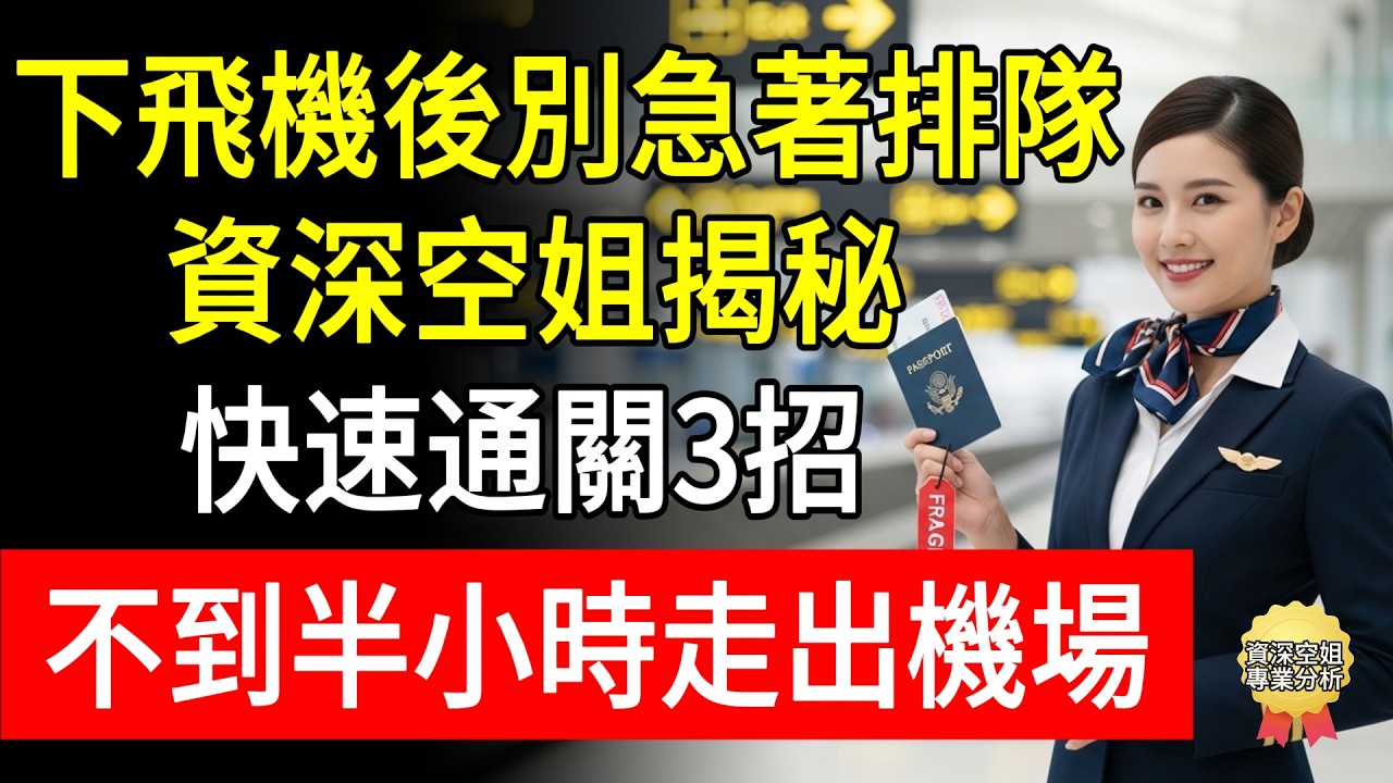 下飛機後別急著排隊！資深空姐揭秘：快速通關3招，不到半小時走出機場！#下飛機通關 #機場防詐騙 #快速拿行李 #幸福百分百 #琳姐