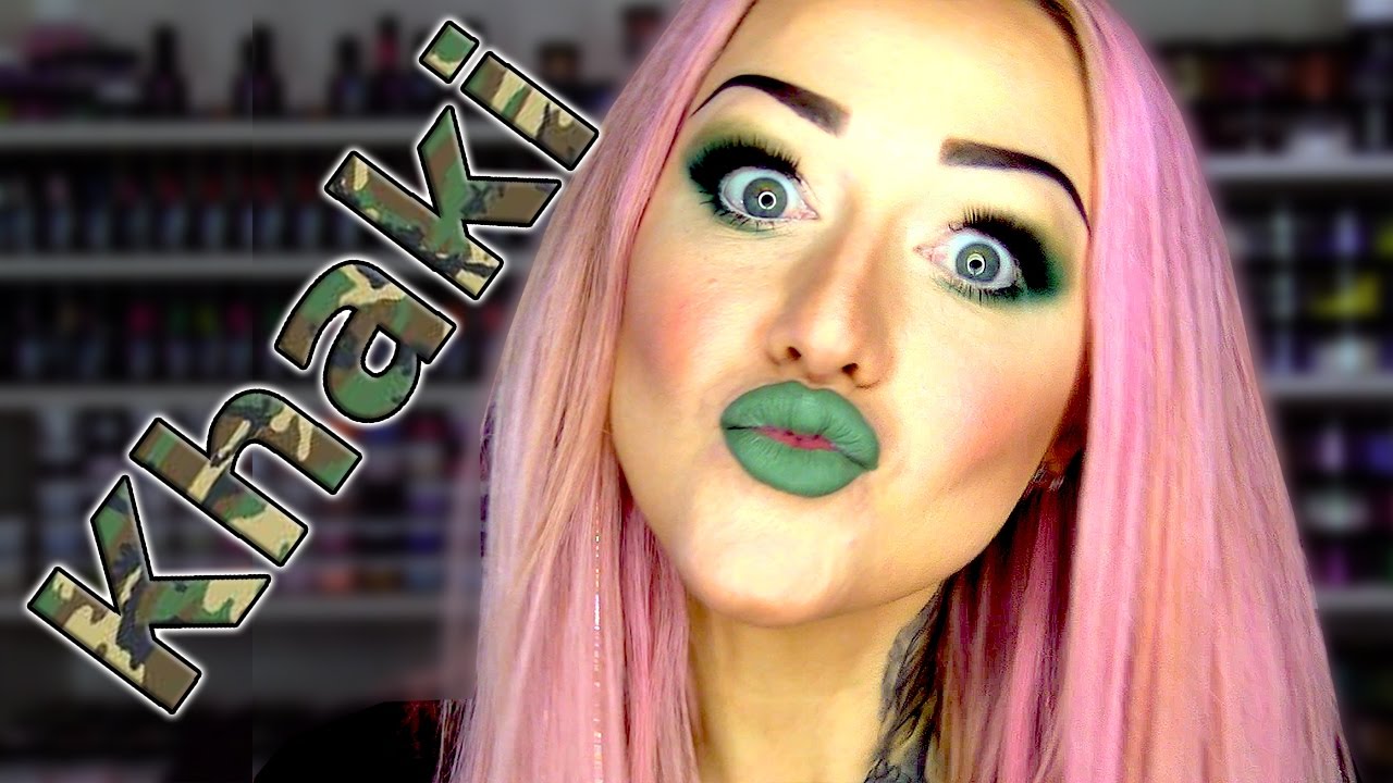 Khaki Makeup Look with Jeffree Starr Dirty Money Lip