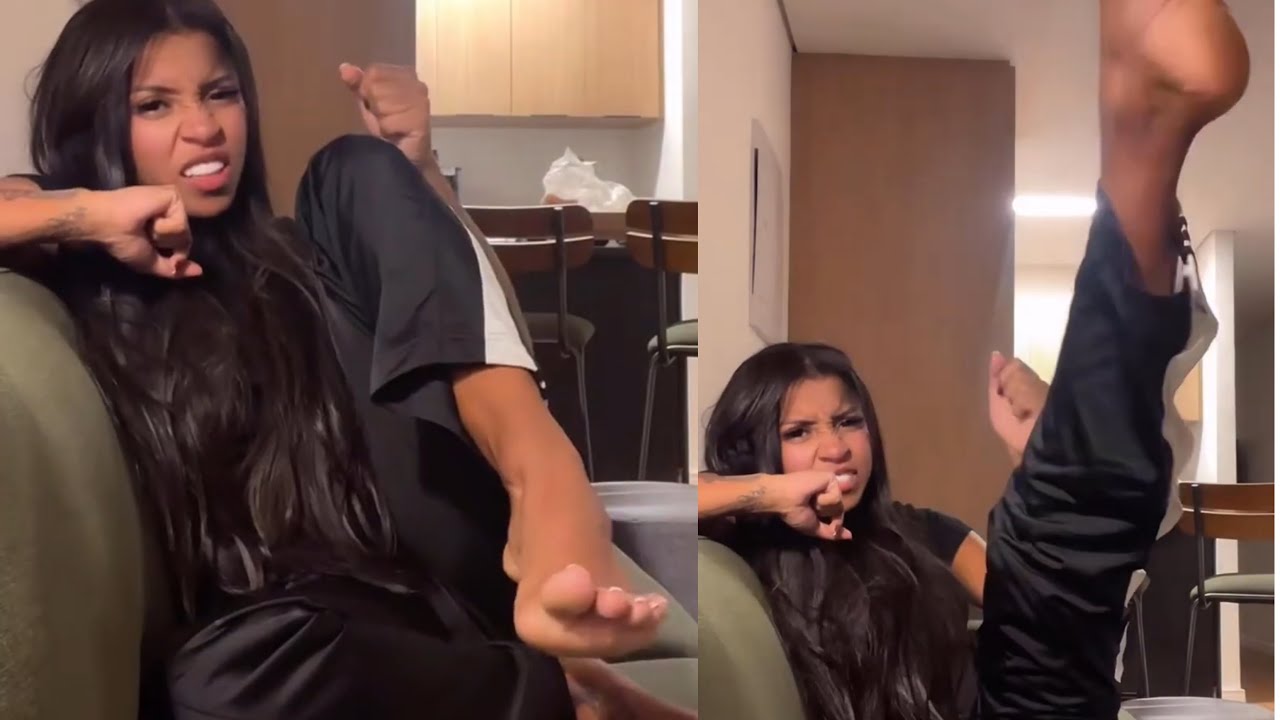 karate girl with incredible feet soles