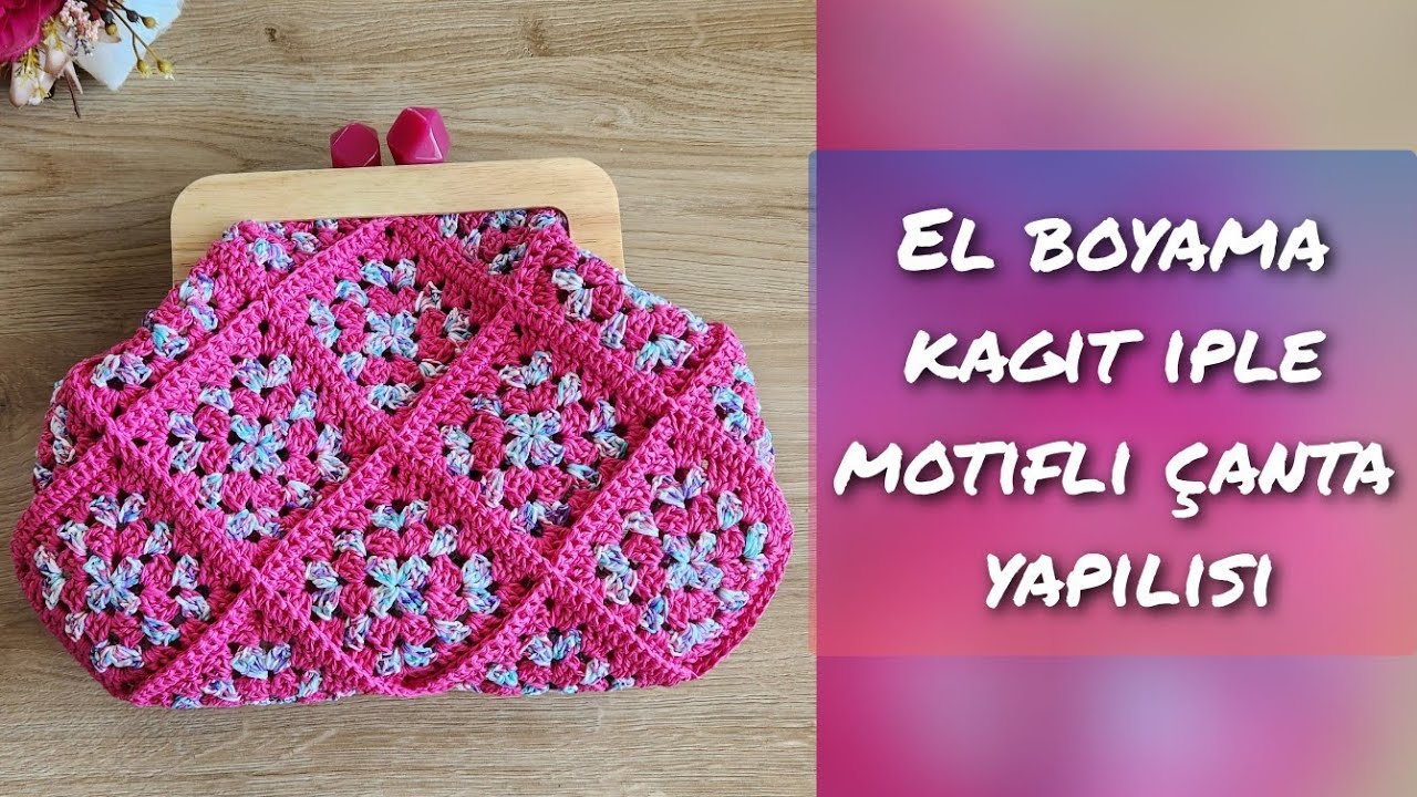 El Boyama Kağıt İple Burslu Mofitli Çanta Yapılışı (Tasarım: handmade.güneş)