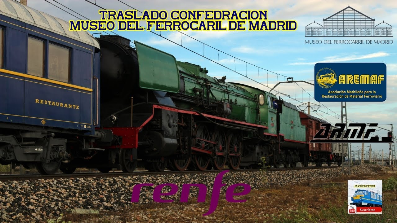 Maquina Vapor Renfe 242 confederación 🚂 Traslado Y maniobras en el museo del Ferrocaril de Madrid 🚂